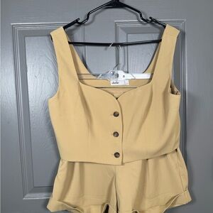 Elegant Beige Button-Up Women's Short Set